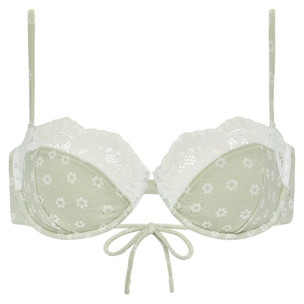 NWT Montce Jade Floral Lace-Trim Lena Bikini Top